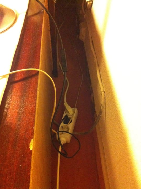 Kabelsalat hinter dem Nachttisch,  Hotel Stadt Hamm