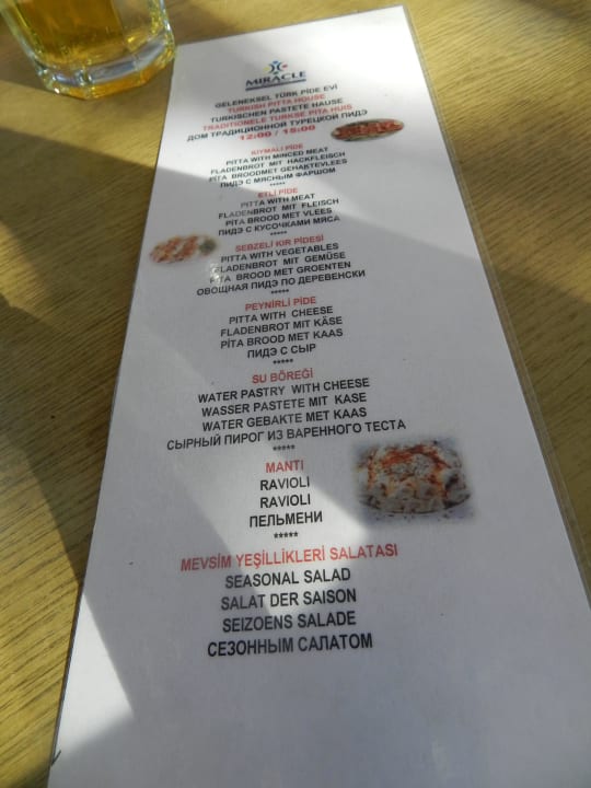 Speisekarte Anatolya Hotel Miracle Resort