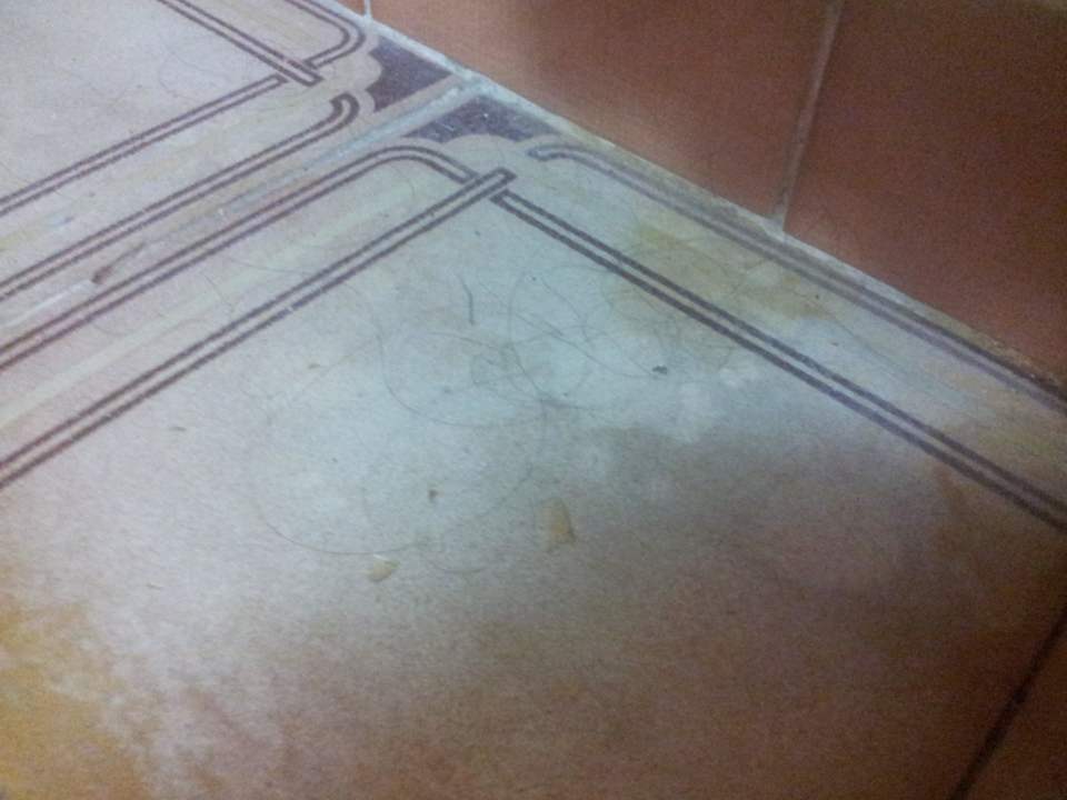 Verdreckter Boden mit Haaren usw. Bei Juan Playa Blanca