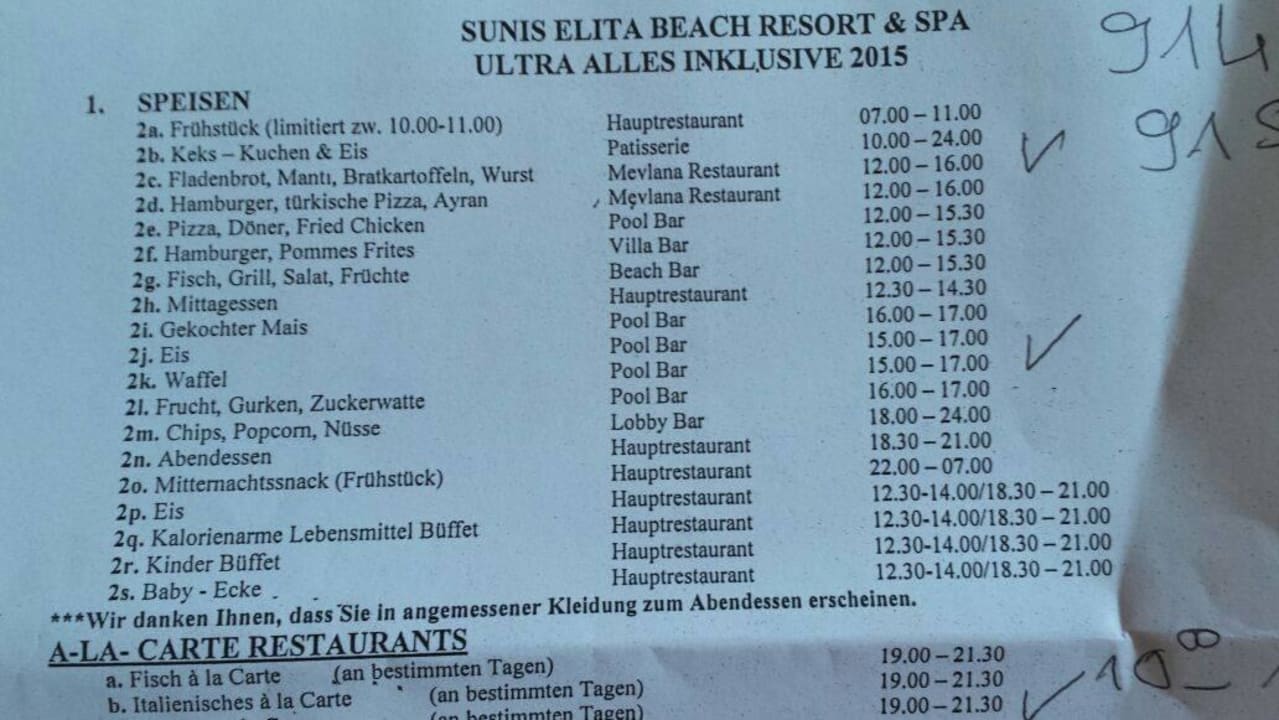 Soviel zu essen !!! Sunis Elita Beach Resort & Spa
