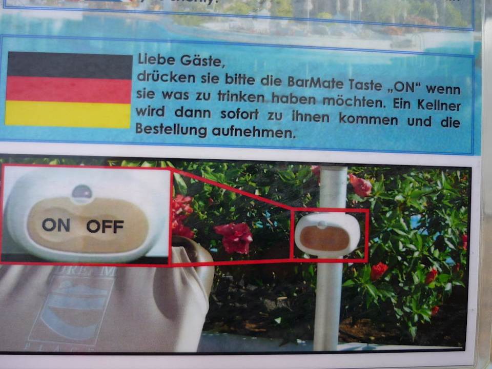 "Cerveza por favor"-Schalter an den Sonnenschirmen Gran Tacande Wellness & Relax Costa Adeje