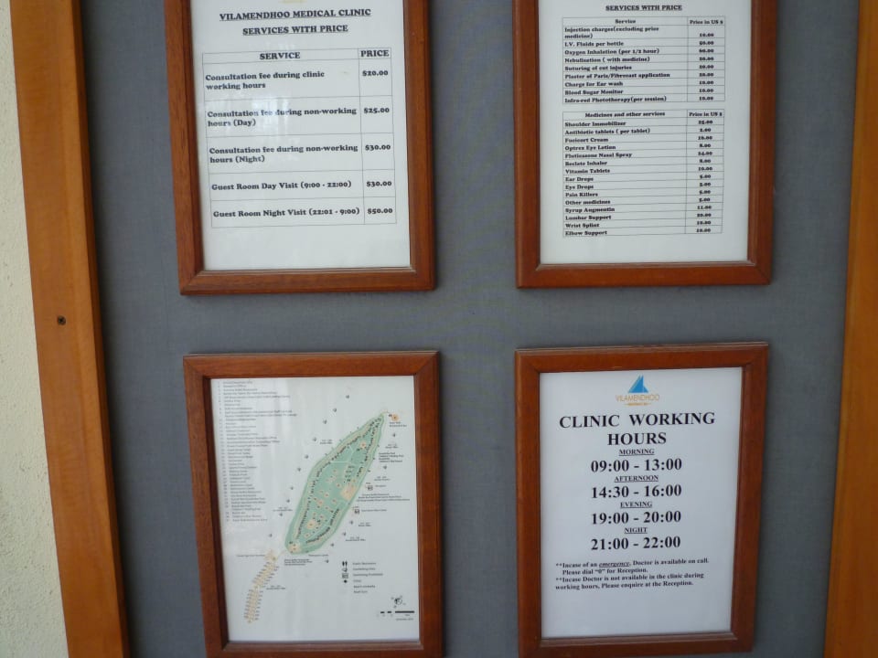 Sprechzeiten und Preise des Inselarztes Vilamendhoo Island Resort & Spa