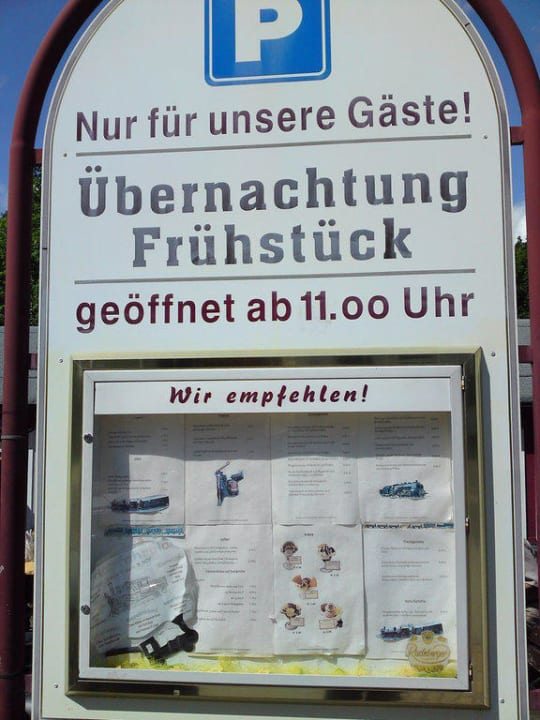 Speisenkarte Wolkensteiner Zughotel