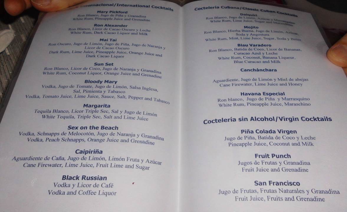 Cocktailkarte Blau varadero - Adults only