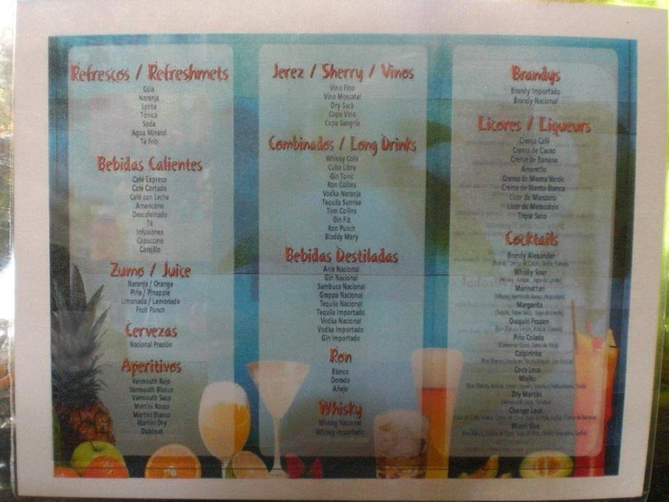 Getränkekarte Grand Palladium Select Bávaro Resort & Spa