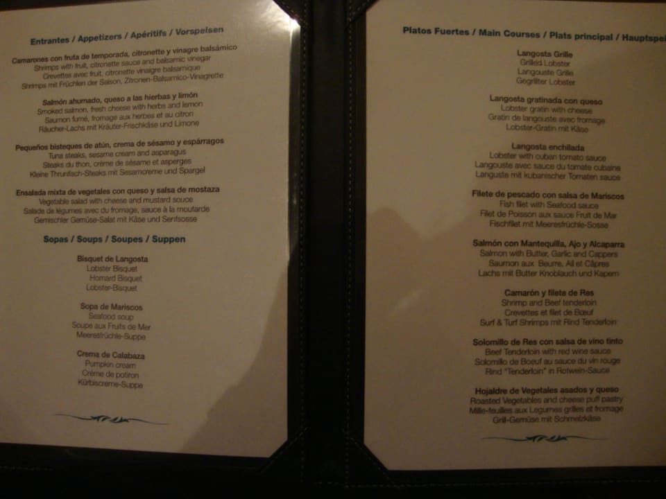 Seafood a la carte (Speisekarte) Royalton Hicacos Resort & Spa - Adults only