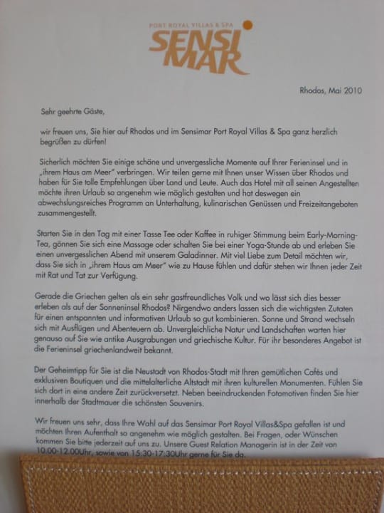 Willkommensgruß vom Hoteldirektor SENTIDO Port Royal Villas & Spa