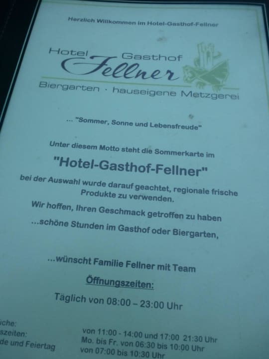 Zugang zu einer guten Speisekarte Hotel-Gasthof-Fellner