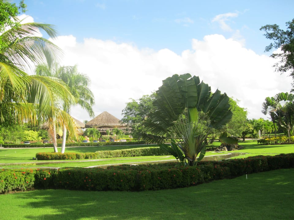 Gartenanlage vorm Hotel Grand Sirenis Punta Cana Resort & Aquagames