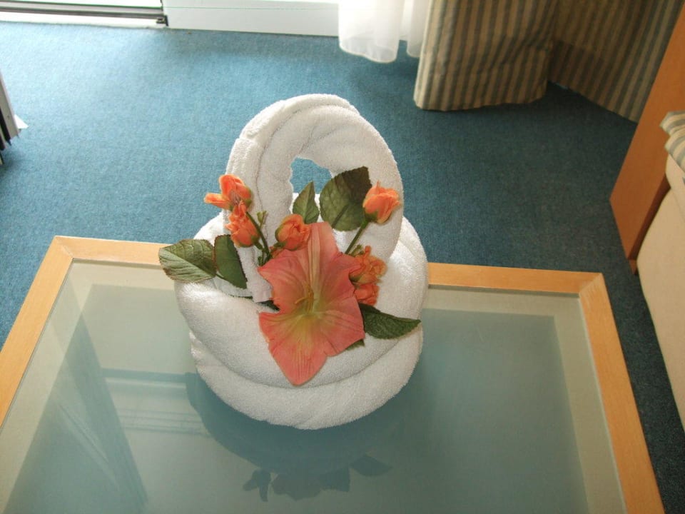 Begrüßungs Deko auf dem Bett Meliá Sunny Beach