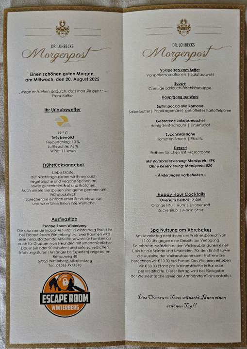 Gastro Oversum Vital Resort Winterberg