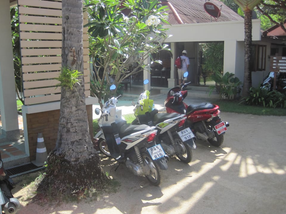 Parkplatz mit Rollerverleih Hotel Thongtakian