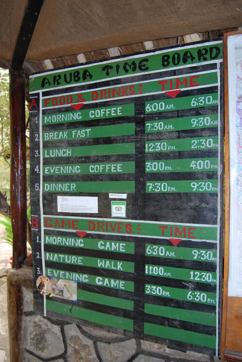 Der Zeitplan Aruba-Mara Camp
