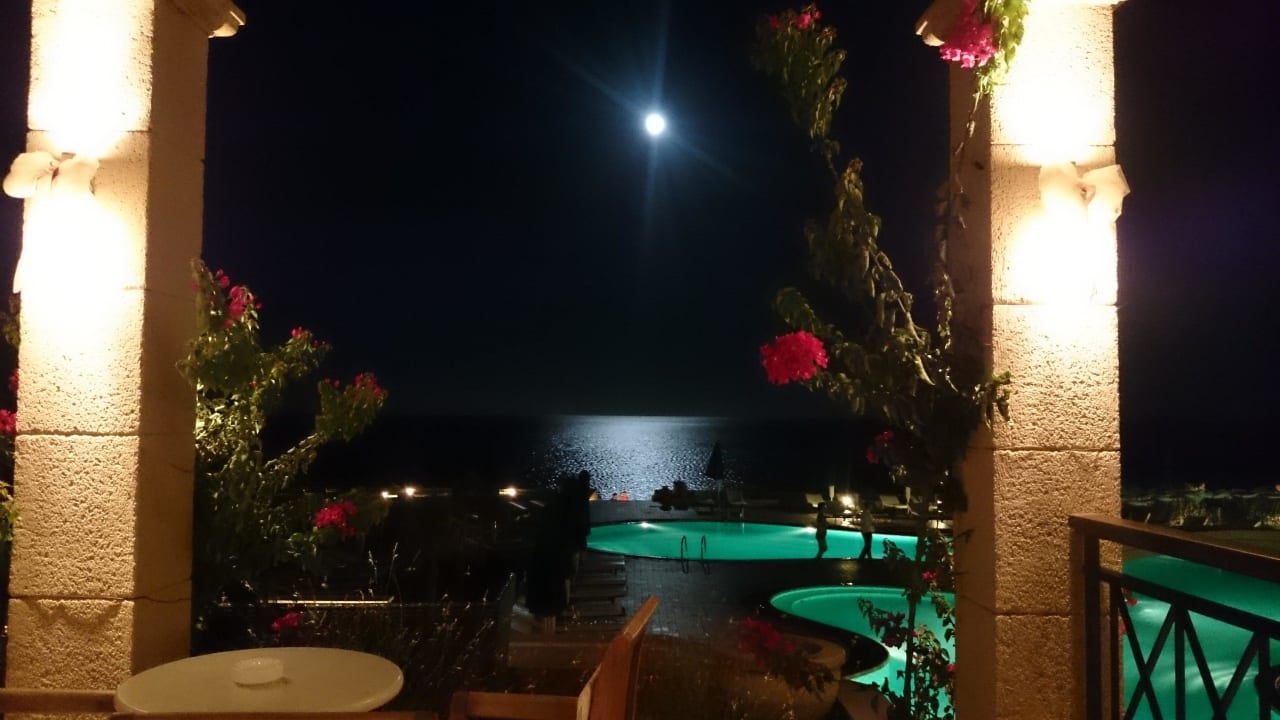 Vollmondnacht / Blick von der Bar Lindian Dream Seaside Resort