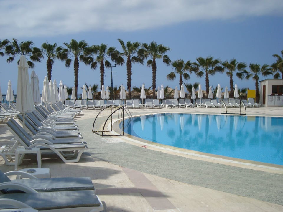 Großer Pool am Strand mit sehr viel Sonne Hotel Botanik Platinum