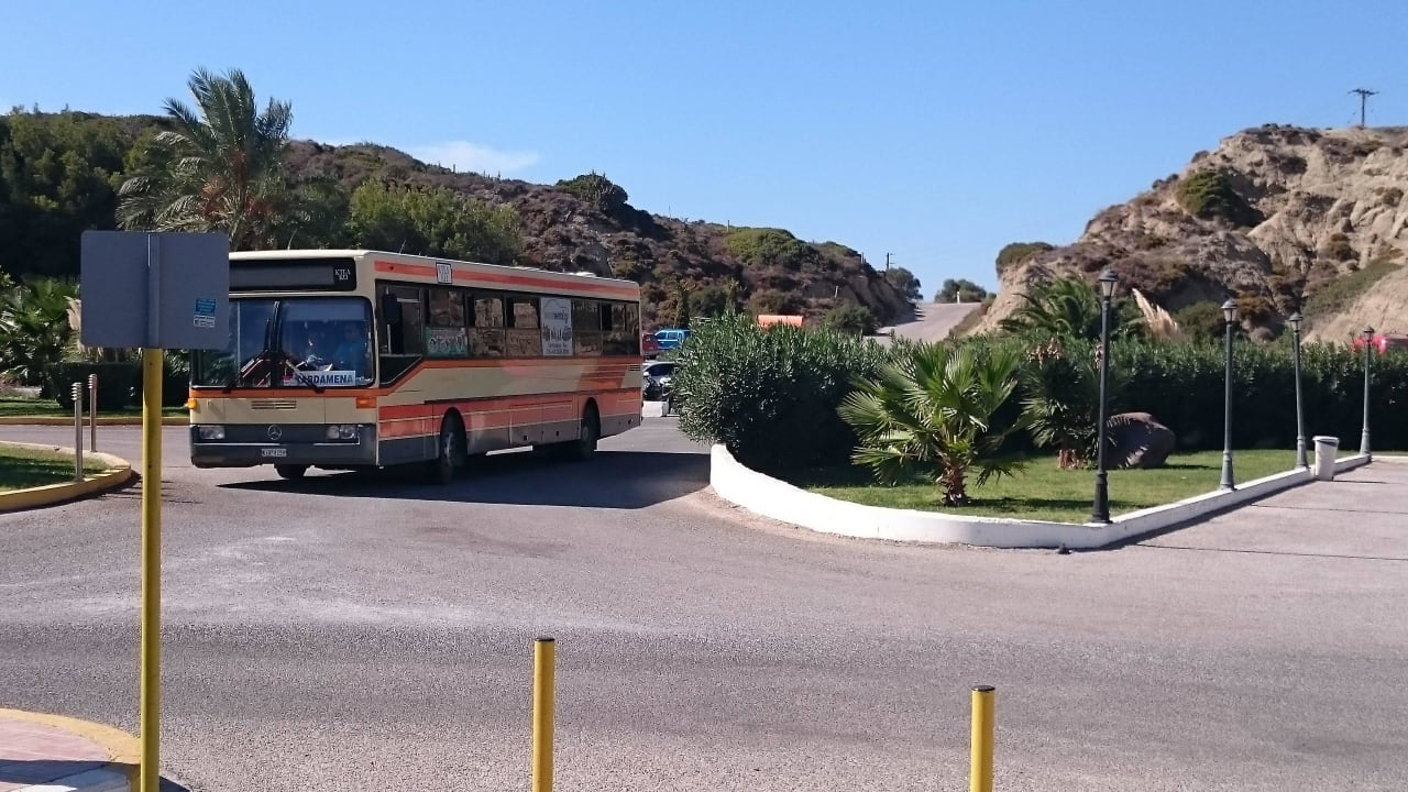 Der "neue" Bus nach Kardamena - hält direkt am Hot Porto Bello Royal