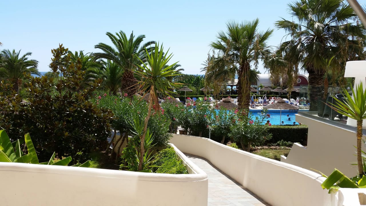 Blick auf den Pool Pegasos Deluxe Beach Hotel