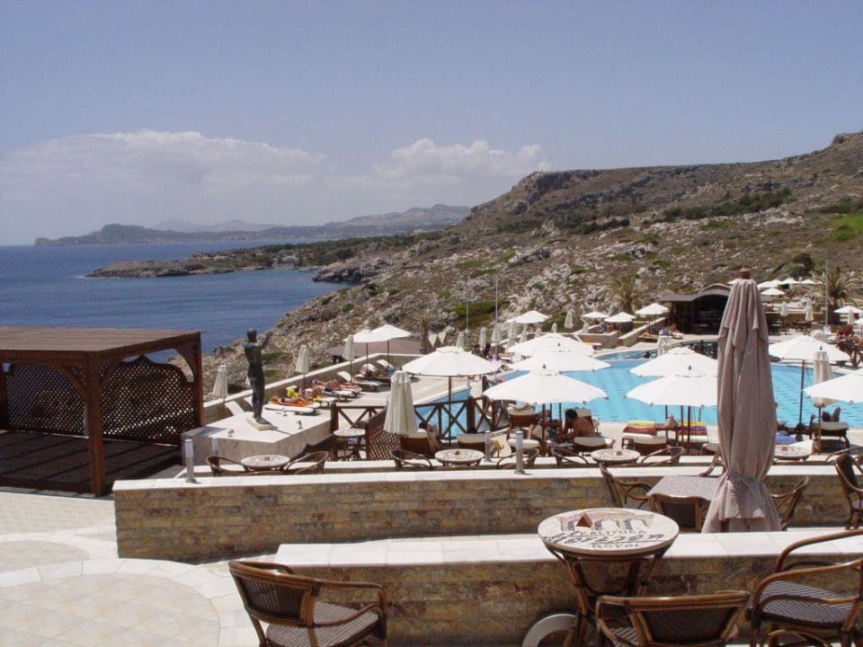 Blick über Pool zum Meer Hotel Kalithea Horizon Royal