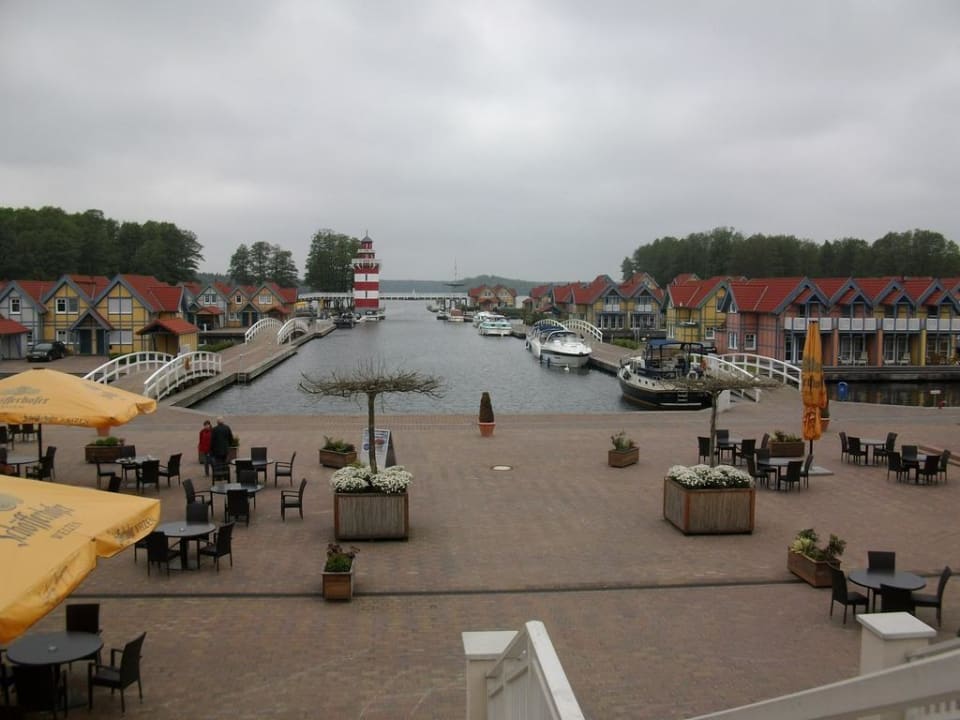 Der Blick von der Frühstücksterrasse Precise Resort Hafendorf Rheinsberg