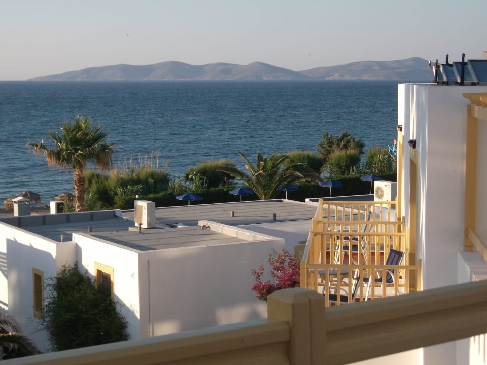 Ausblick Speiseterrasse übers Meer Mastichari Bay Hotel