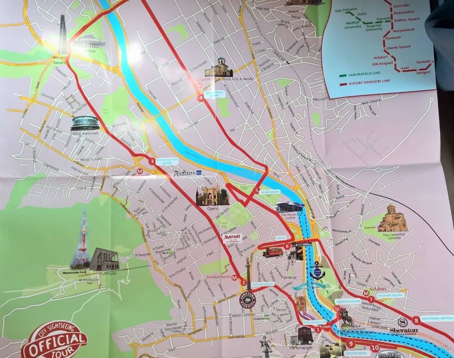 Karte von Tbilisi mit dem Radisson Hotel Hotel Radisson Blu Iveria