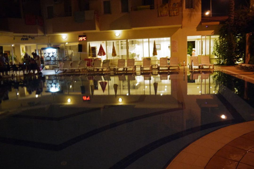 Pool abends beim essen Hotel Helios