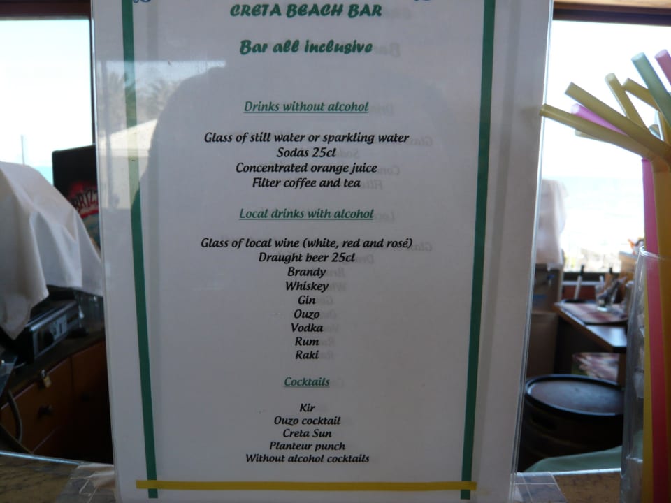A la Carte der Bar Civitel Creta Beach