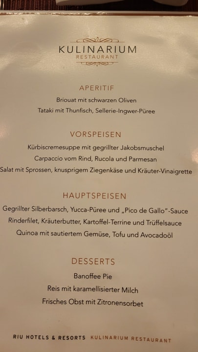 Gastro Hotel Riu Karamboa