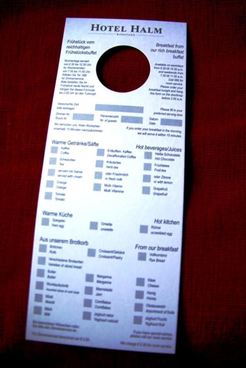 Hotelbewertungsbogen Hotel Halm Konstanz