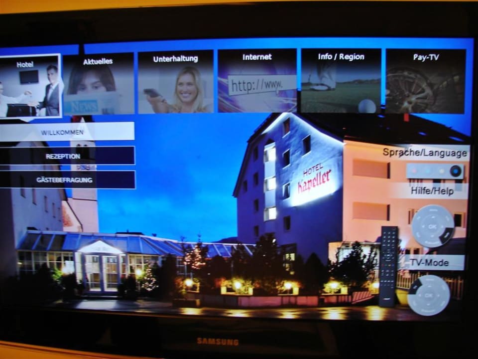 TV im Schlafzimmer Hotel Kapeller
