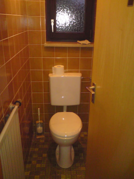 Toilette und Dusche hinter der Tuer Gasthof Fleischmann
