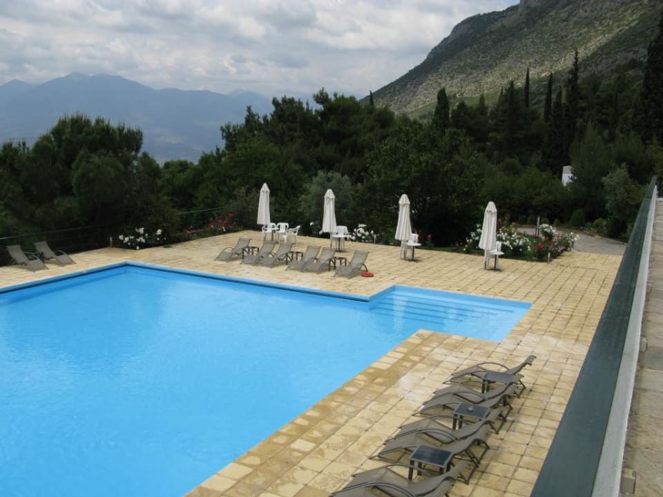 Blick auf Pool und Garten Hotel Amalia Delfi