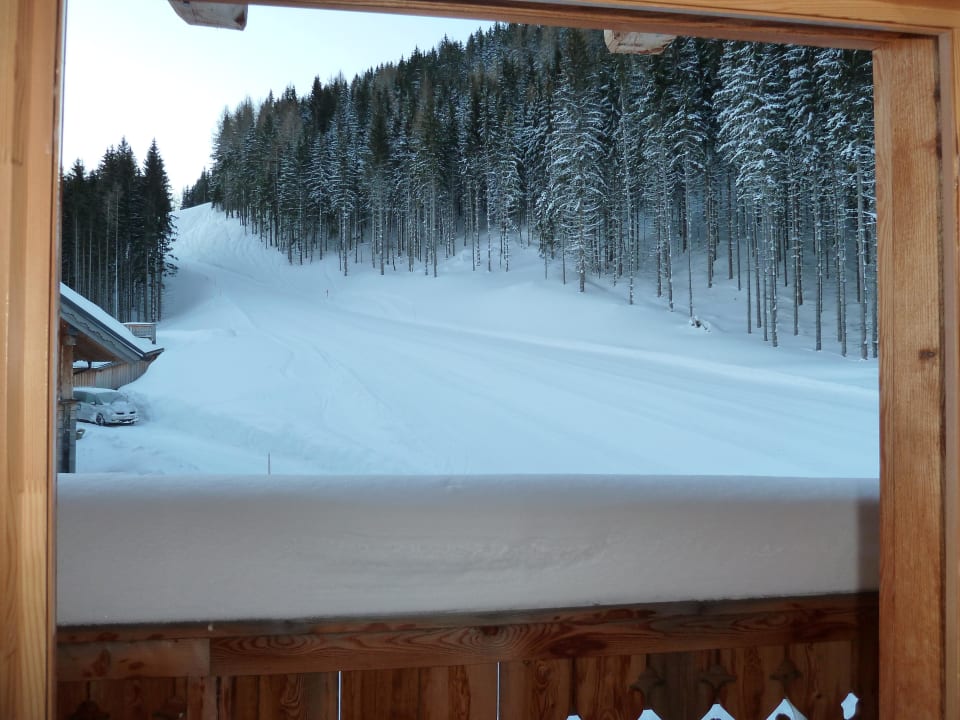 Aussicht direkt auf die Piste Almwelt Austria