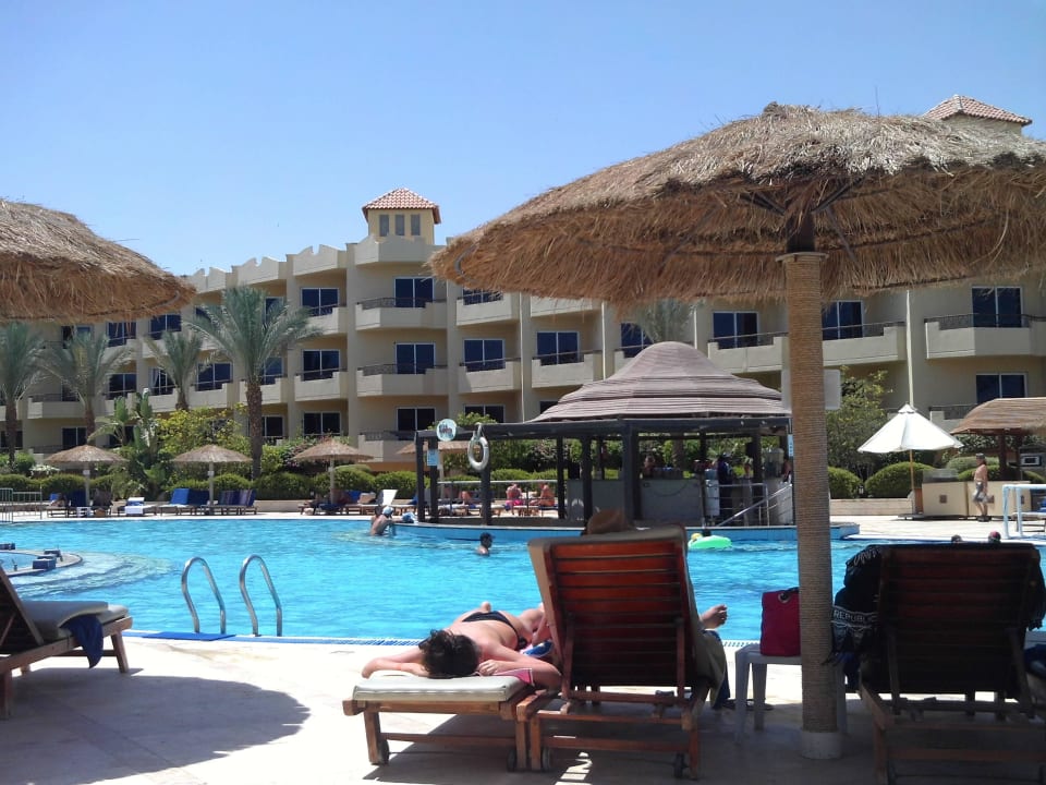 Poolansicht vom Liegebereich Amwaj Beach Club Abu Soma Resort