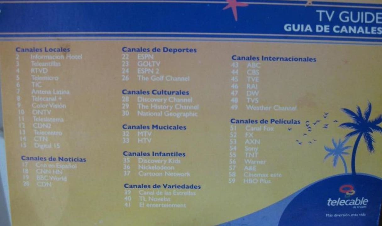TV - Liste Grand Paradise Playa Dorada