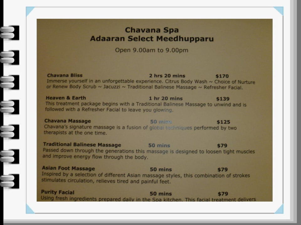 Preisliste Spa Adaaran Select Meedhupparu Island Resort - Premium All Inclusive