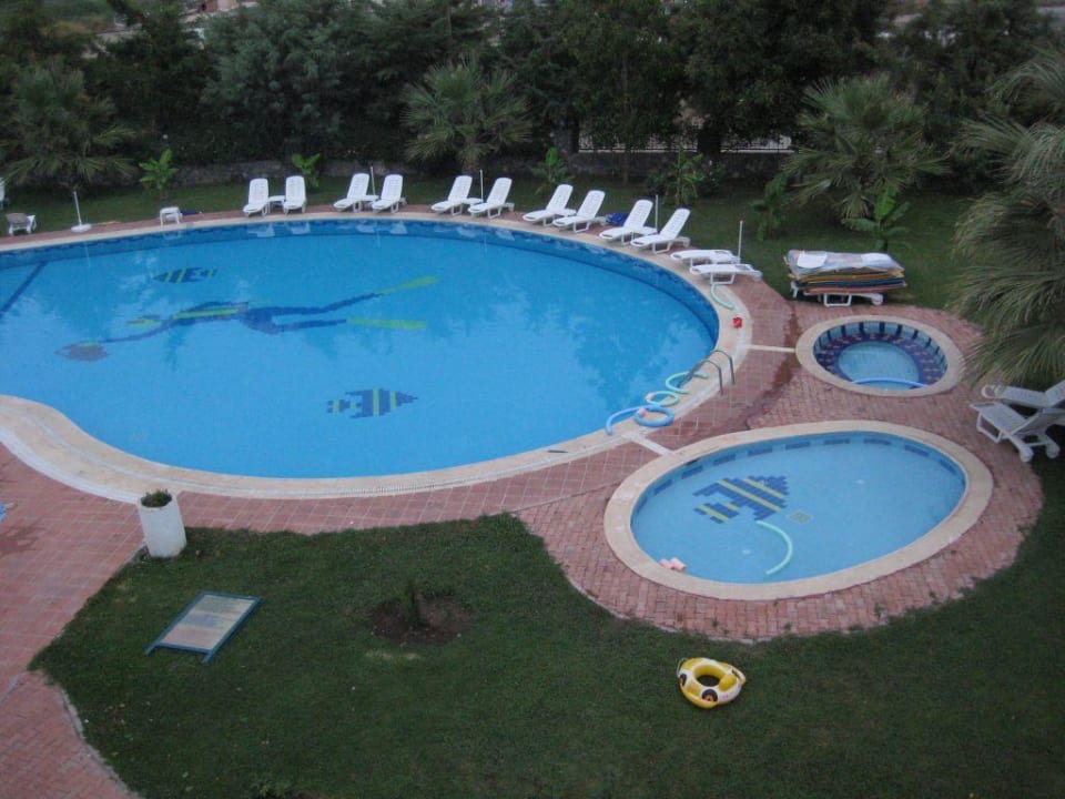 Pool vom Dach aus fotografiert Hotel Rebin Beach