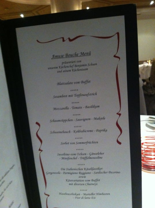 Tolle Speisekarte Hotel das Paradies