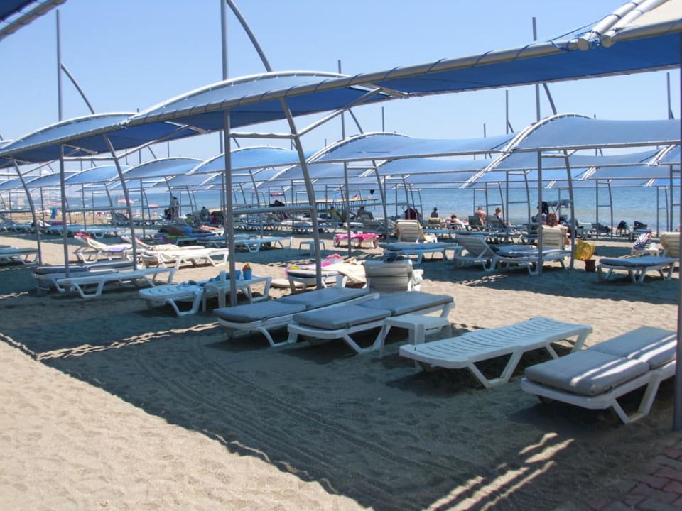 Strand mit den Liegen Hotel Royal Garden Beach