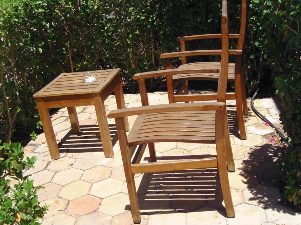 Meine Terrasse vor dem Bungalow Ghazala Beach