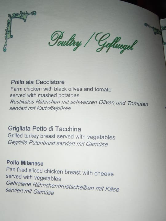 Speisekarte Mafia Restaurant März Makadi Palace