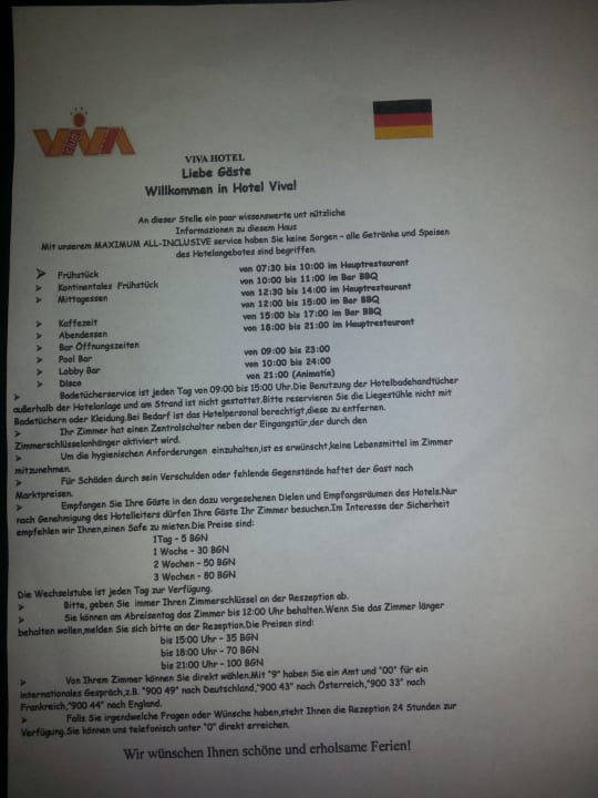 Wissenswerte Informationen (All Inclusive) HVD Viva Club Hotel