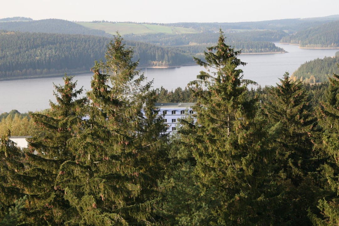 Blick aus der 6. Etage auf die Talsperre Hotel Am Bühl