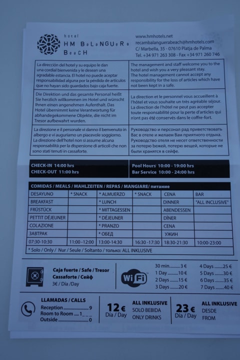 Essenszeiten HM Balanguera Beach