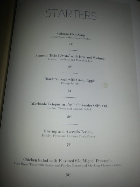 Vorspeisen Caloura Hotel Resort