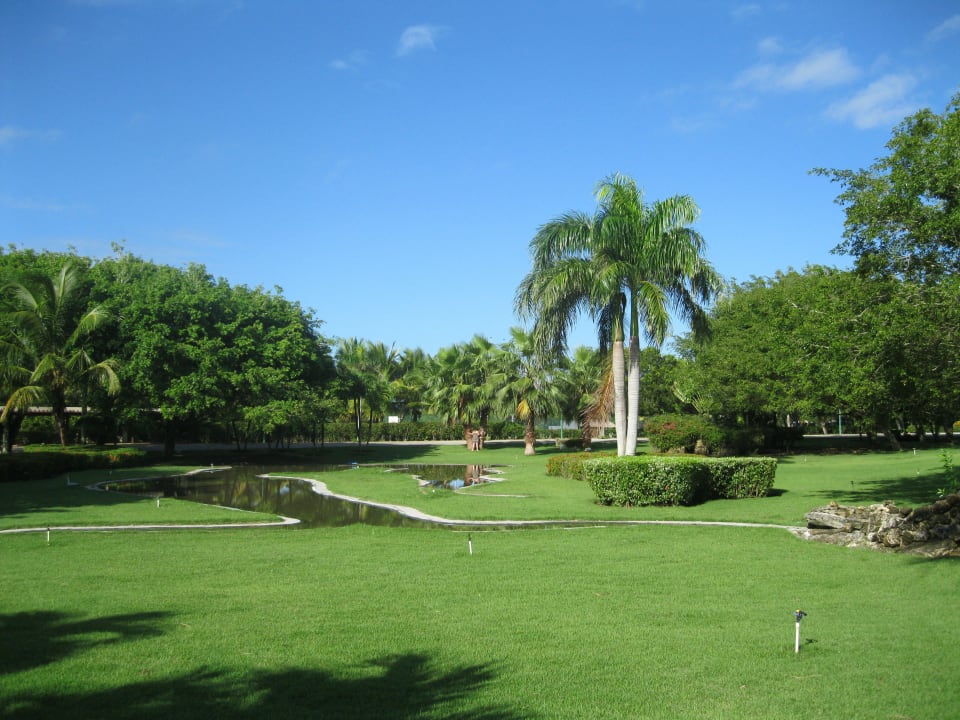 Gartenanlage vorm Hotel Grand Sirenis Punta Cana Resort & Aquagames