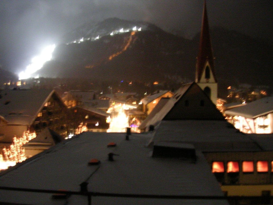 Ausblick vom Zimmer am Abend Hotel Klosterbräu & SPA