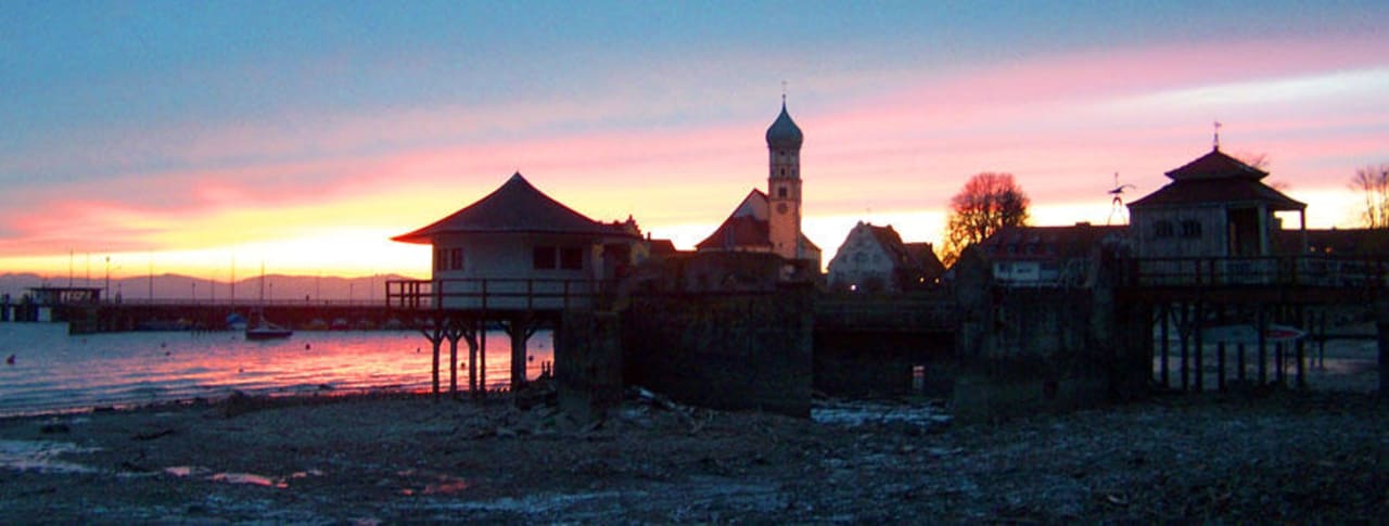 Wasserburg Sonnenuntergang am Abend Hotel Wasserburger Stuben
