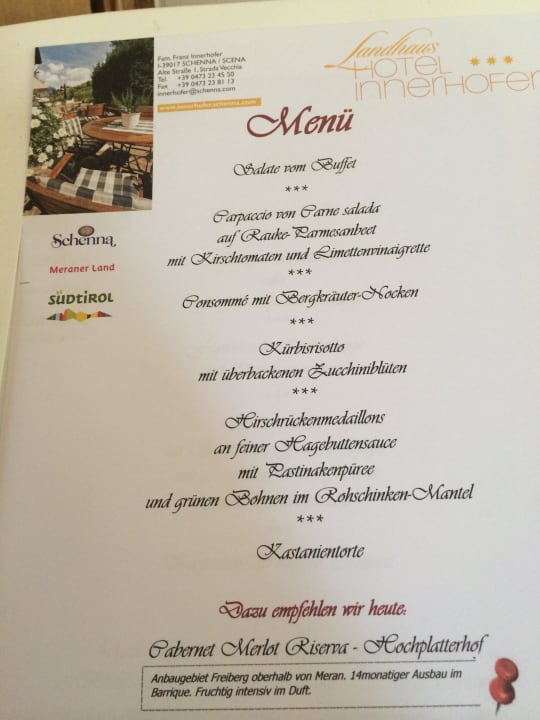 Köstliches Abendmenü Hotel Landhaus Innerhofer