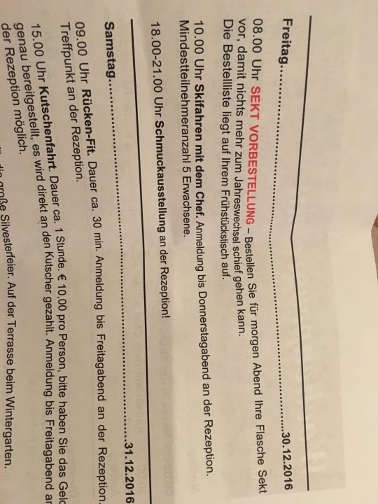 Rechtzeitig Sekt bestellen Vitalhotel Sonnenhof